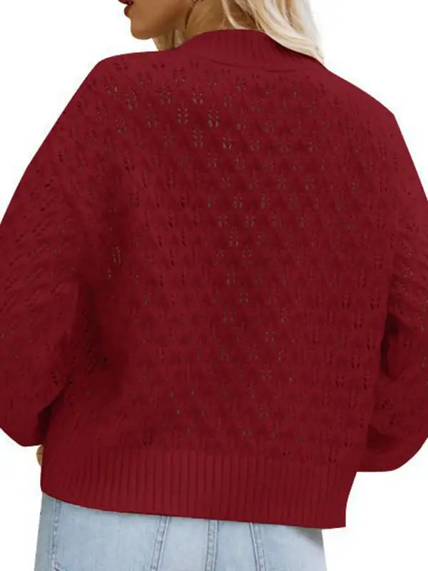 Sculpted Women's Openwork Round-Neck Relaxed Sweater