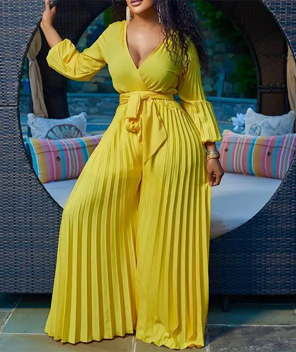 Wide Leg Pleated Jumpsuit