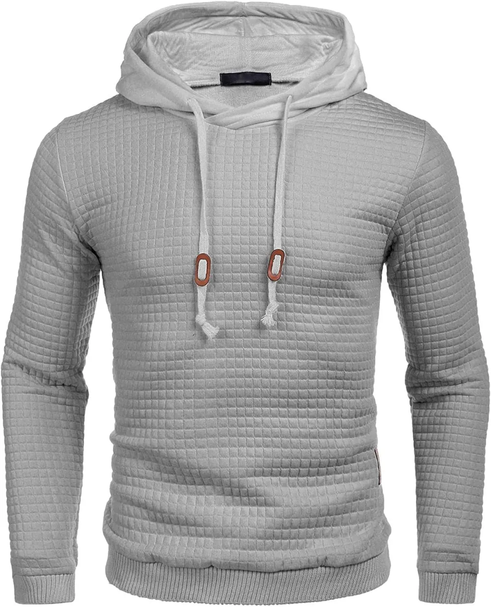 Gym Drawstring Plaid Jacquard Hoodie