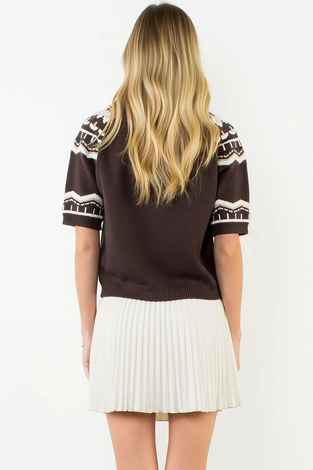 Short Sleeve Fair Isle Sweater