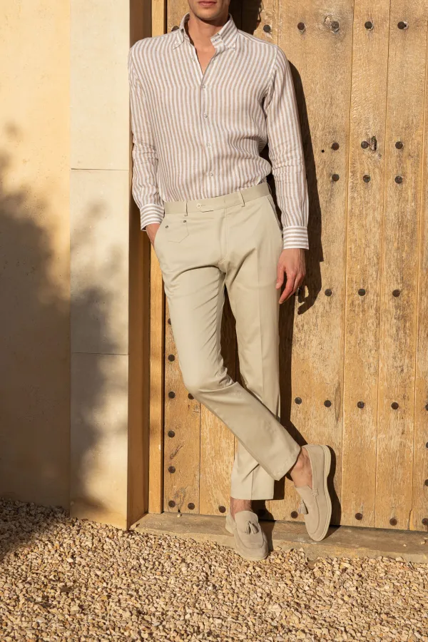 Ecru Cotton Trousers