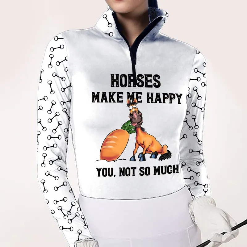 Women's Riding Style Owen Horse Print Long Sleeve Casual Shirt