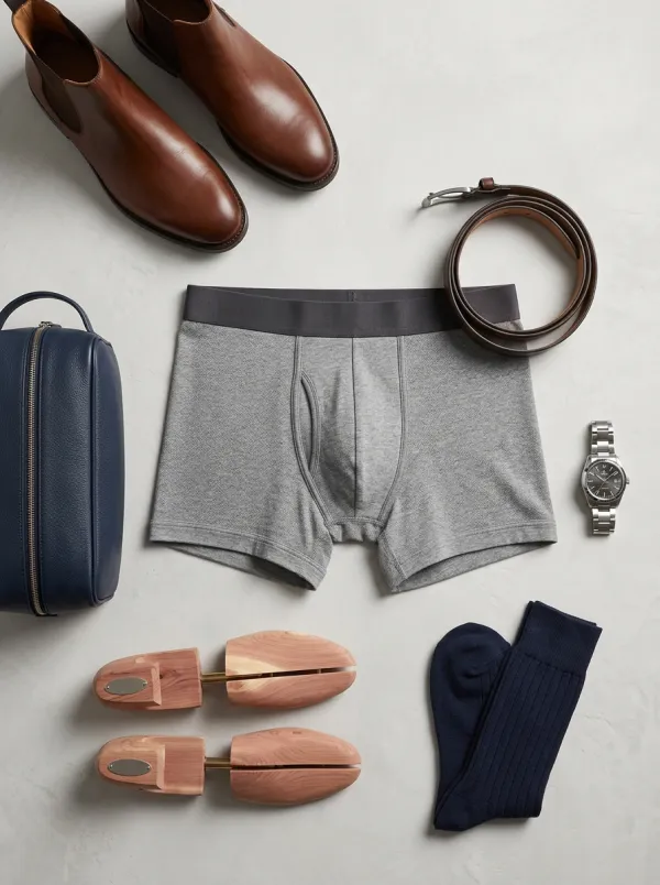 Men's Grey Solid Minimalist Printed Boxer Briefs