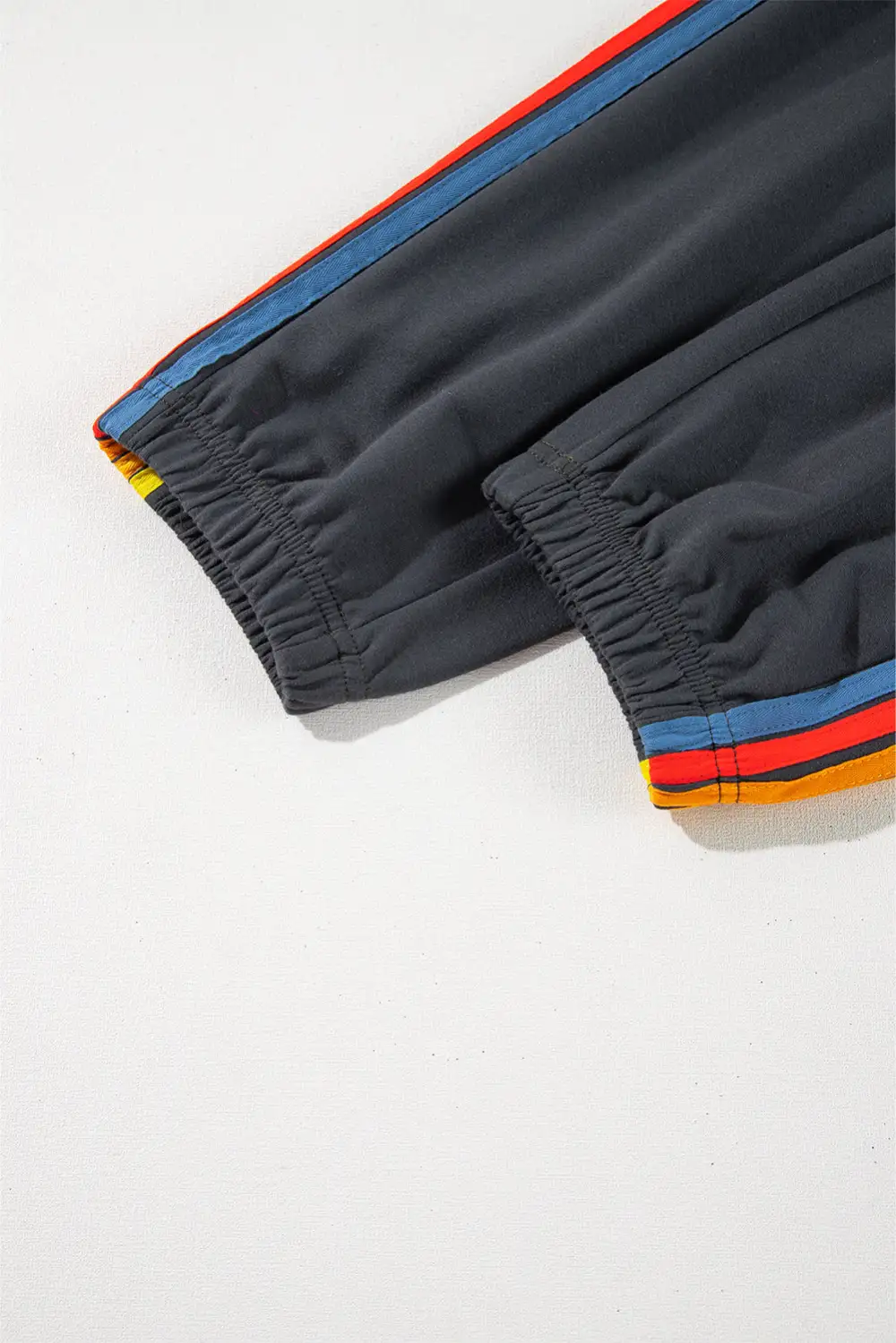 High-Waist Elastic-Waist Cropped Striped Sweatpants