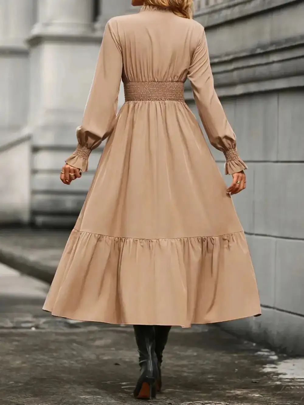 Tiered Long Sleeve Dress Casual