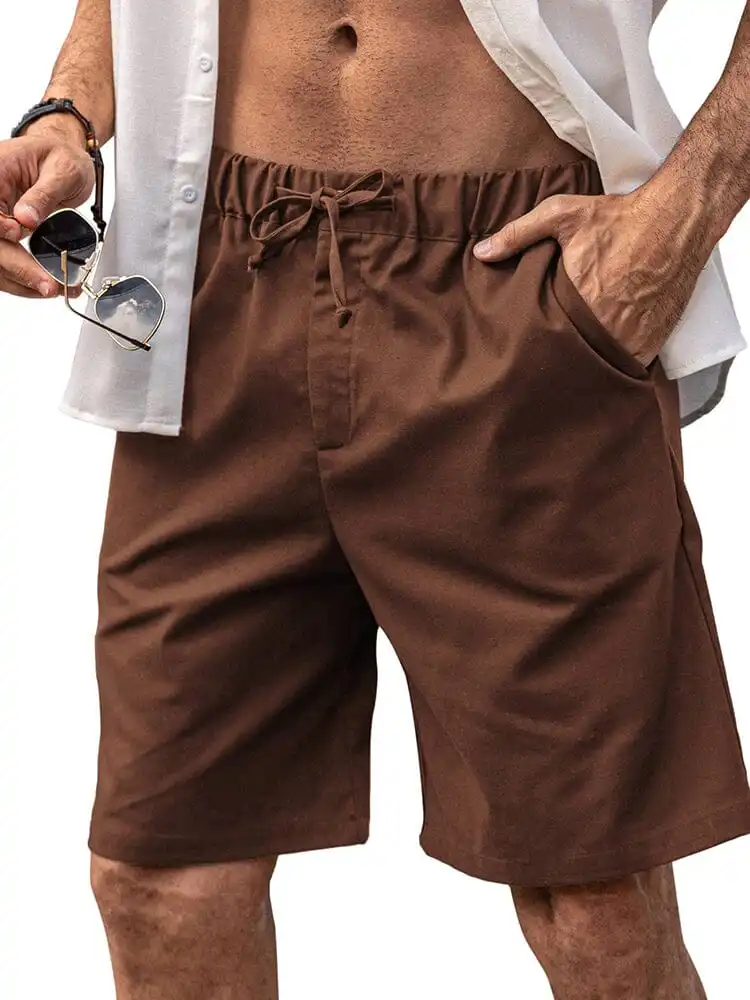 Classic Elastic Waist Linen Shorts