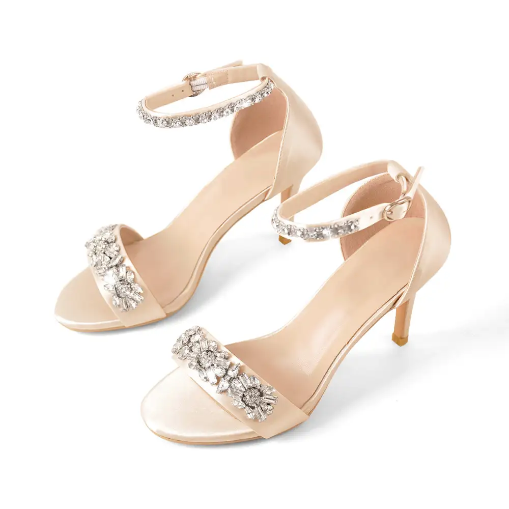 Rhinestone Embellished Ankle Strap Sandals