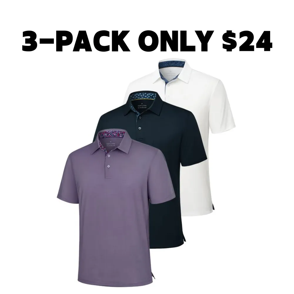 Men’s Polo Shirts – Soft Breathable Cotton Blend, Comfortable Short Sleeve Casual Fit, Classic Collared T-Shirts for Work, Golf, Travel & Everyday Wear