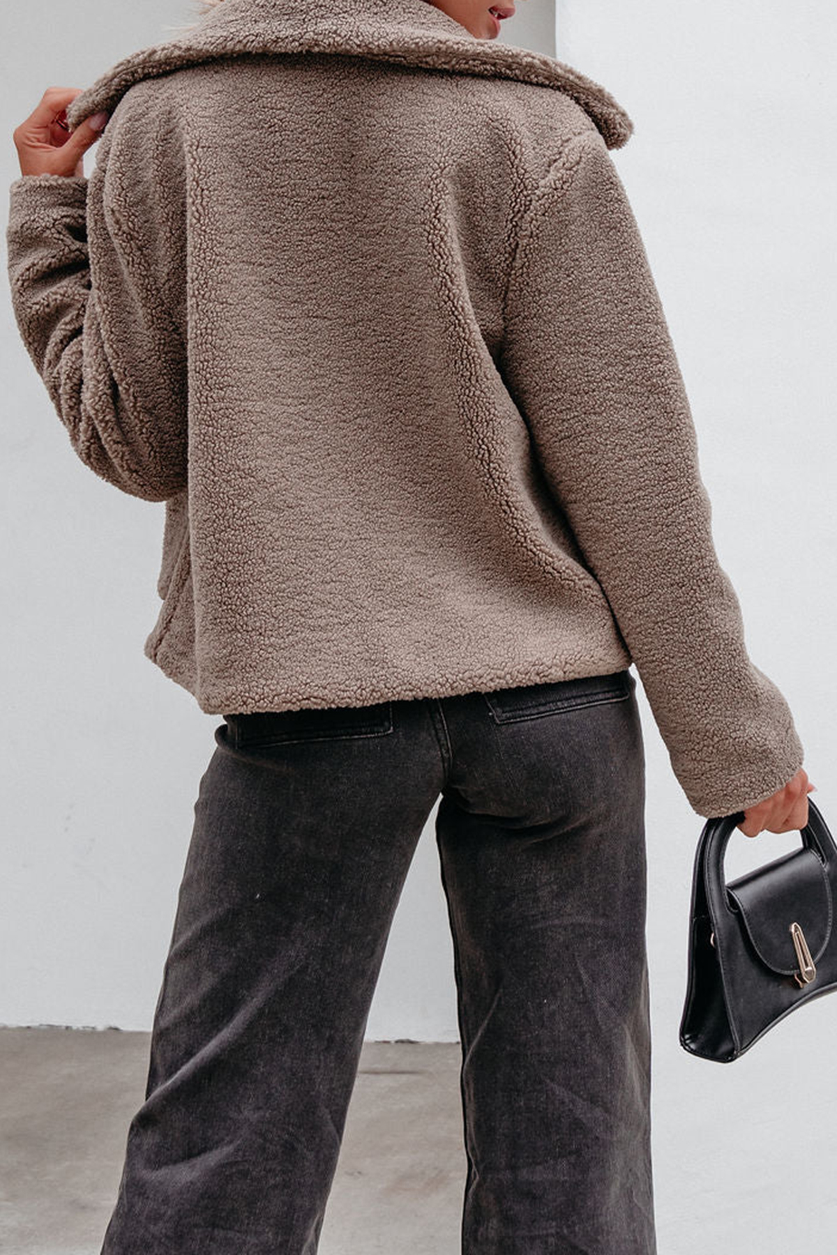 Mocha Sherpa Button Up Jacket