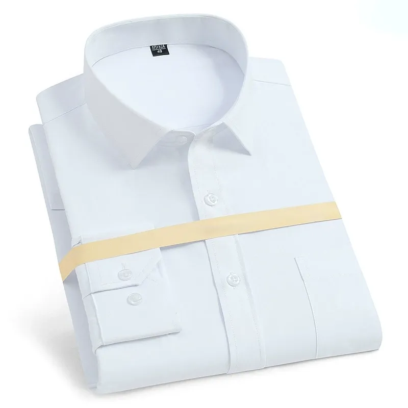 Men'S Long Sleeve Business Solid Color Cotton Breathable Shirt