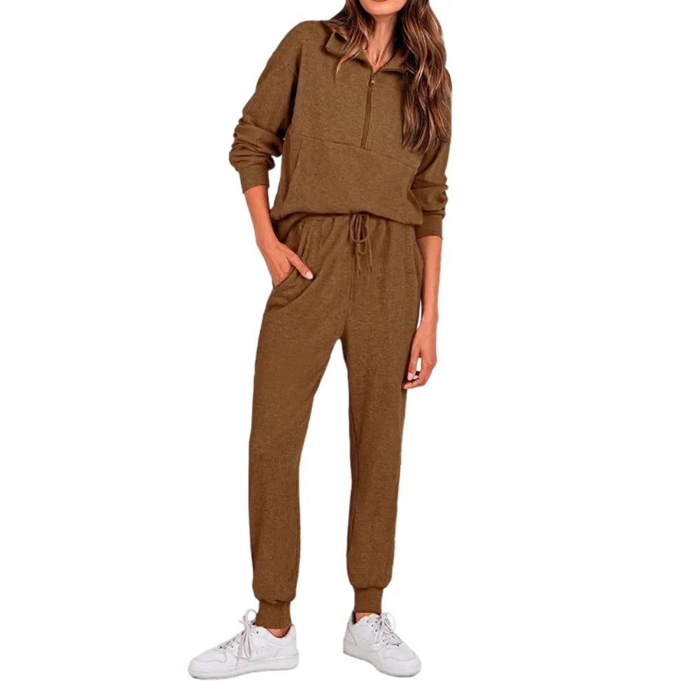 Women's Half Zip 2-Piece Sweatpants Set