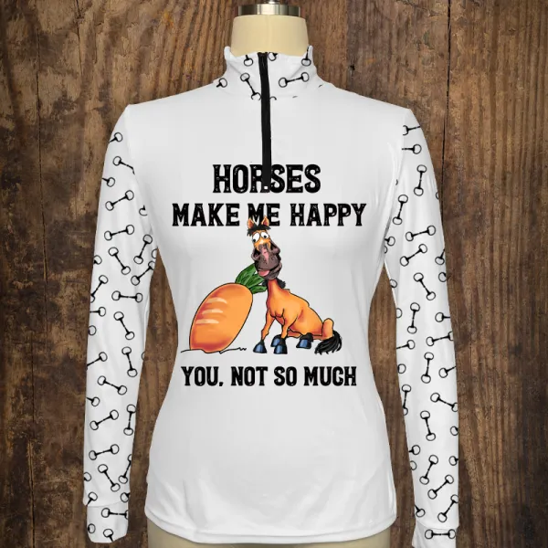 Women's Riding Style Owen Horse Print Long Sleeve Casual Shirt