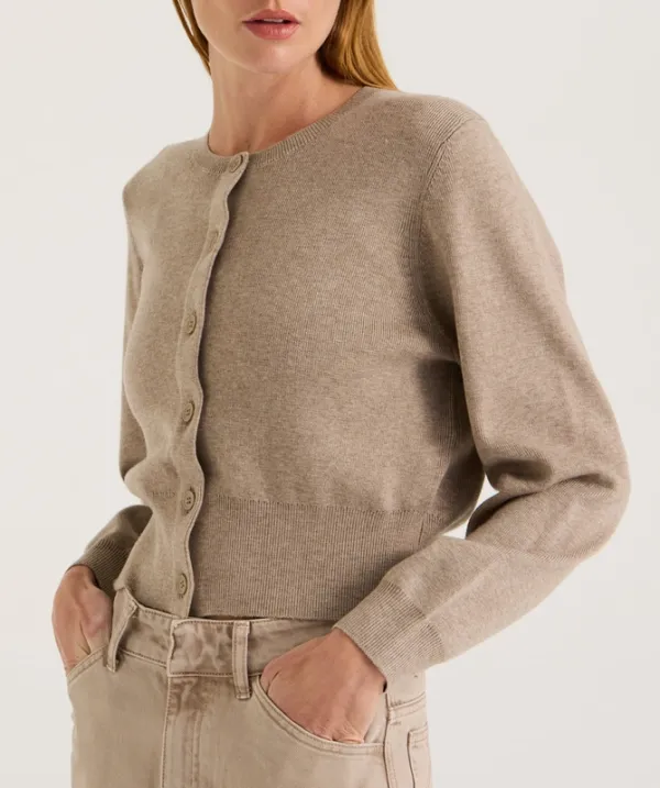 Cacao Cropped Button Front Cardigan
