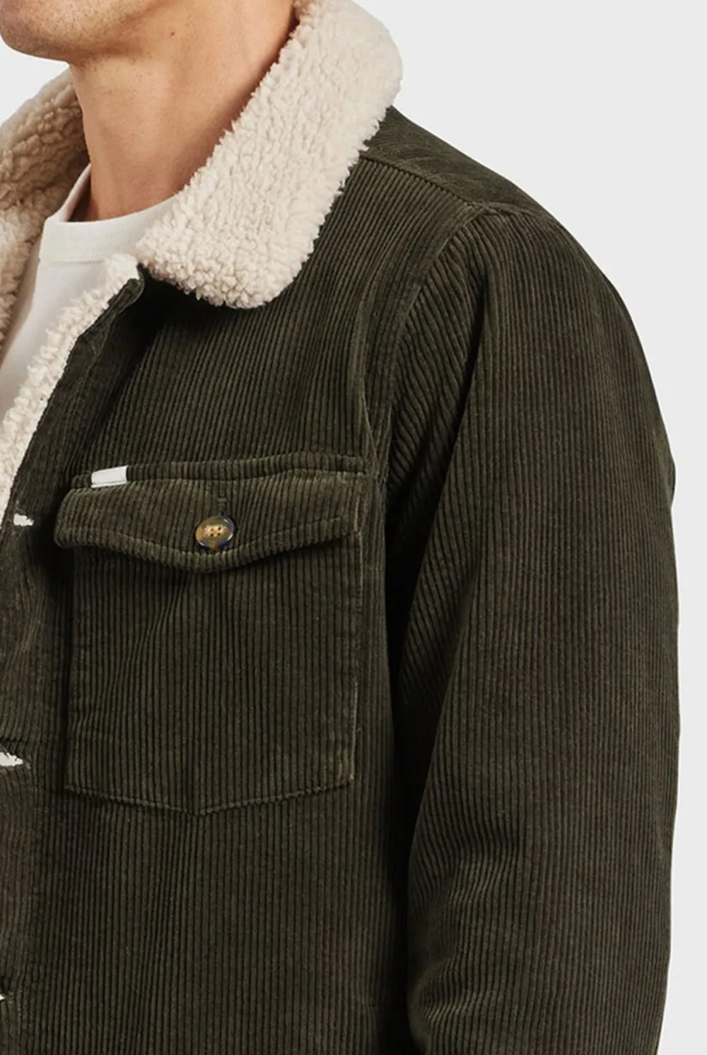 Forest Green Sherpa-lined Corduroy Jacket