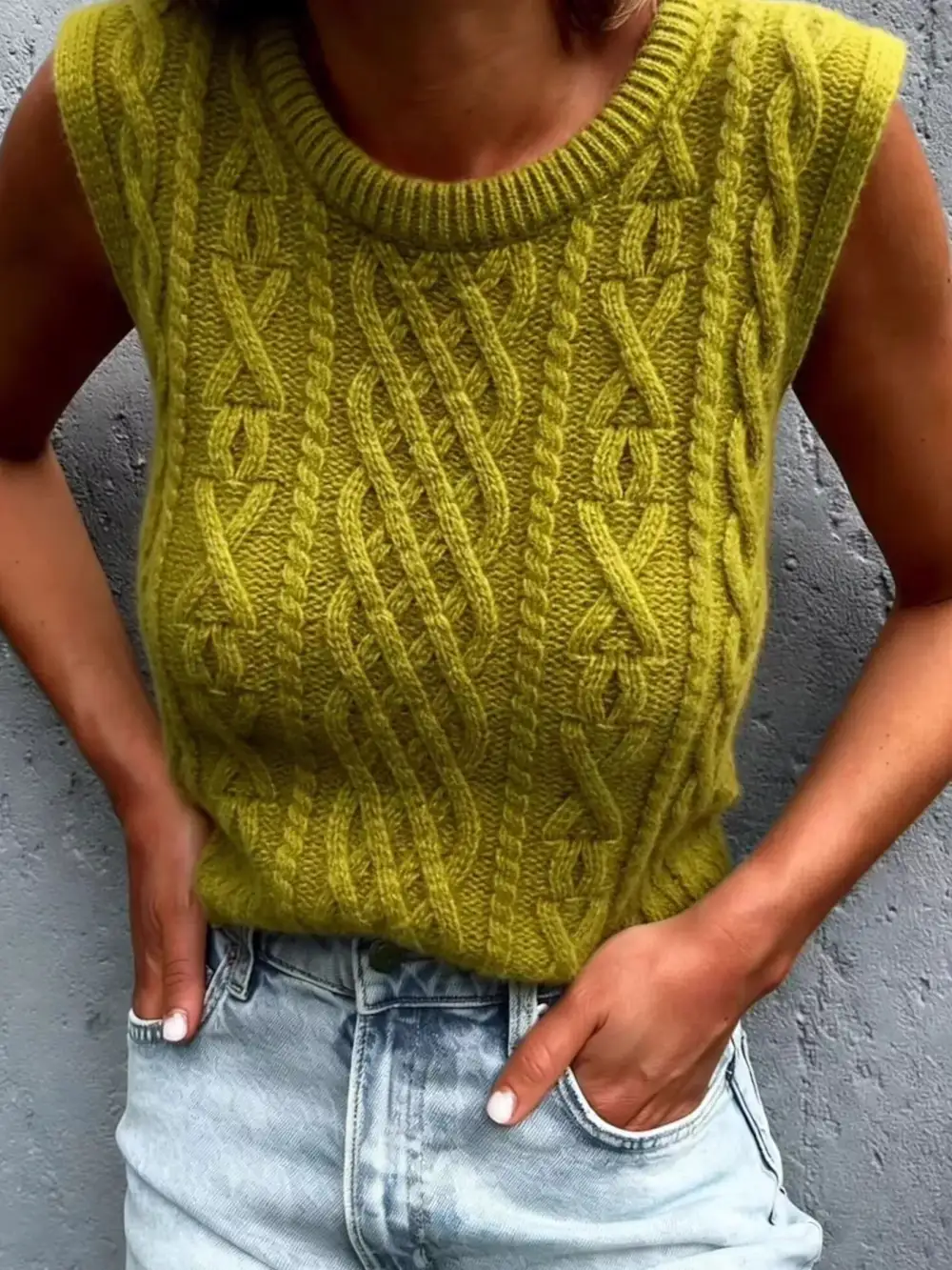 Textured Cable Knit Sweater Vest