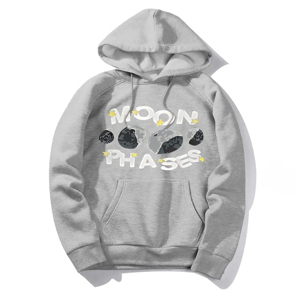 Sad Moon Print Hoodie