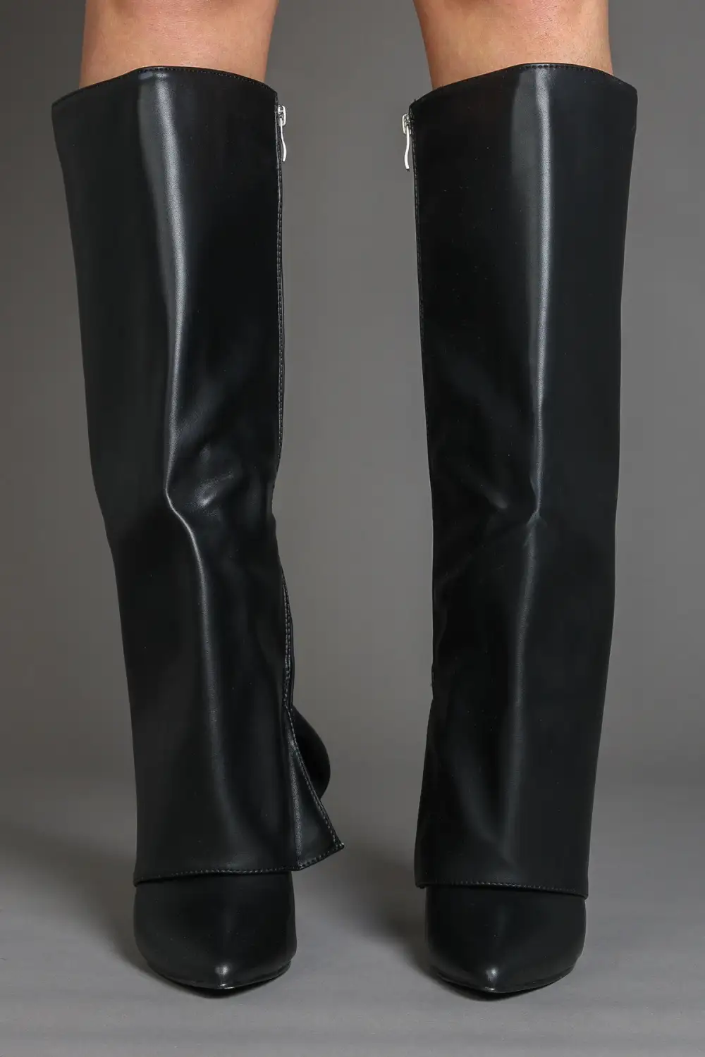 Classic Stiletto Slouch Fold-Over Pointed Toe Knee High Boots