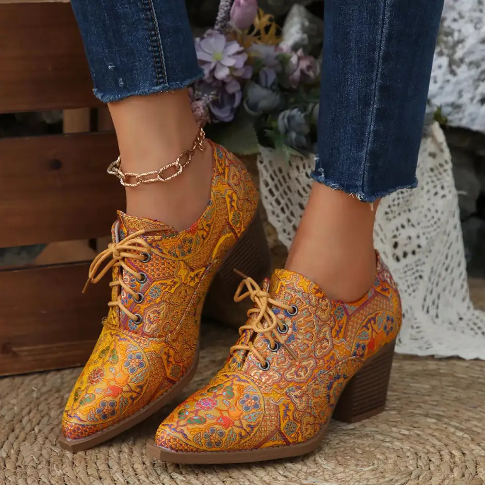 Refined Point Toe Block Heels Ankle Boots
