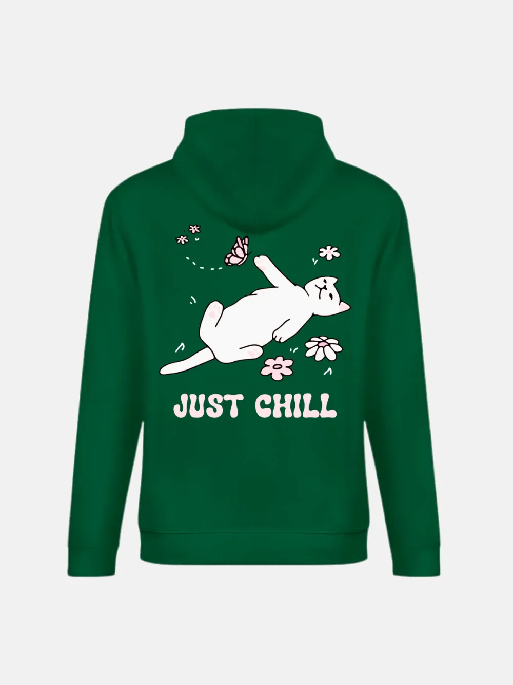 Just Chill Cat Pattern Hoodie