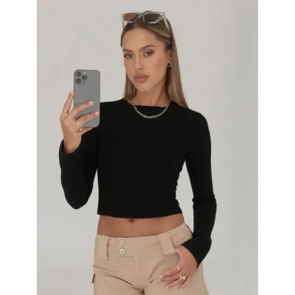 Women's Solid Long Sleeve Sports Tee