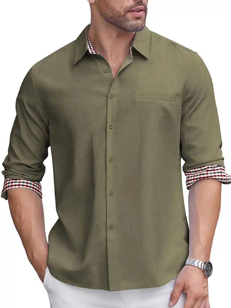 Classic Casual Plaid Splicing Shirt
