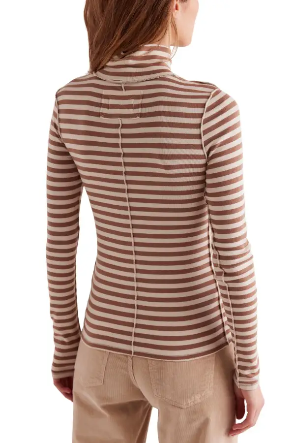 Striped Ribbed Fitted Top