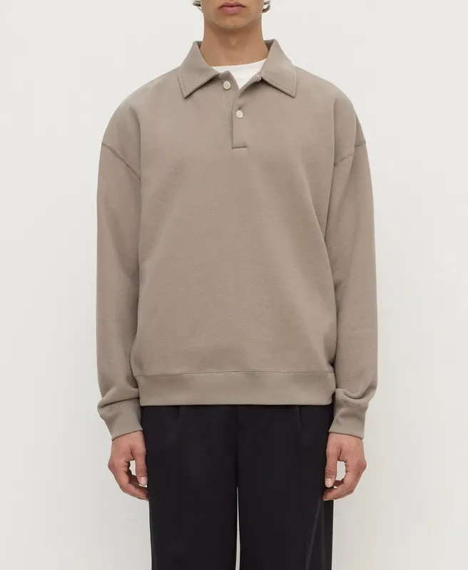 Ash Gray Fleece Polo Sweatshirt