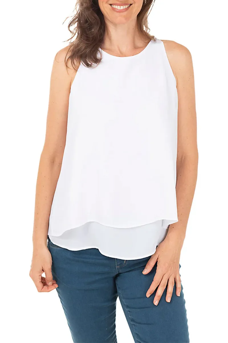 Petite Draped Overlay Sleeveless Blouse