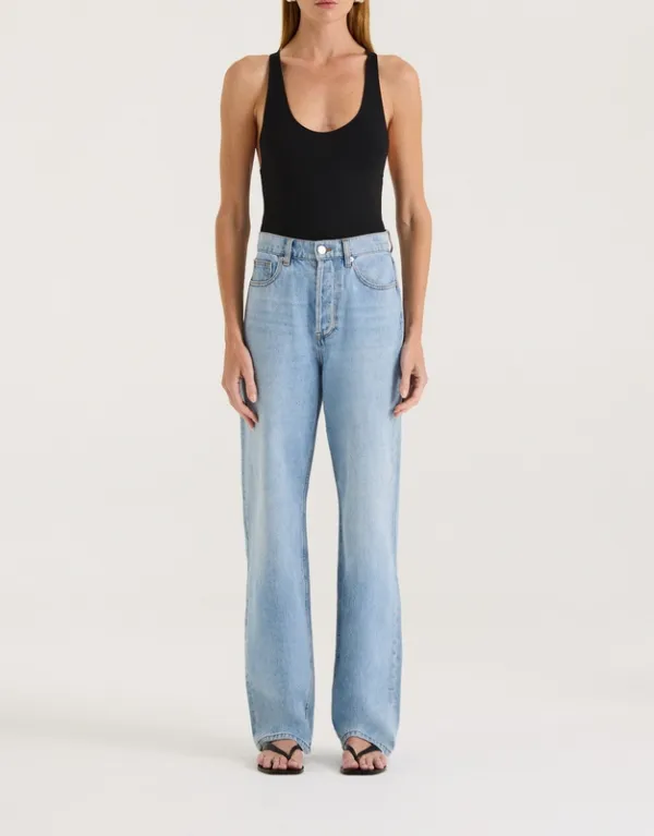 Light Wash High-Rise Straight Leg Jeans