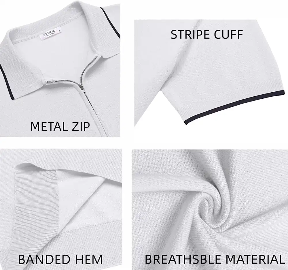 Classic Zipper Short Sleeve Polo Shirt