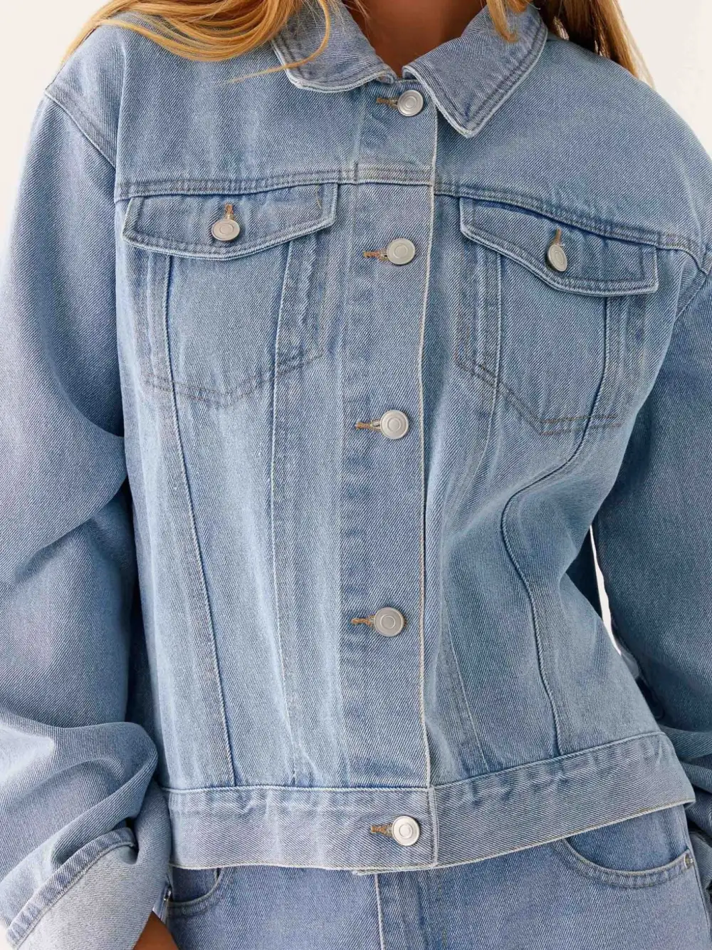 Button Down Cropped Oversized Jacket