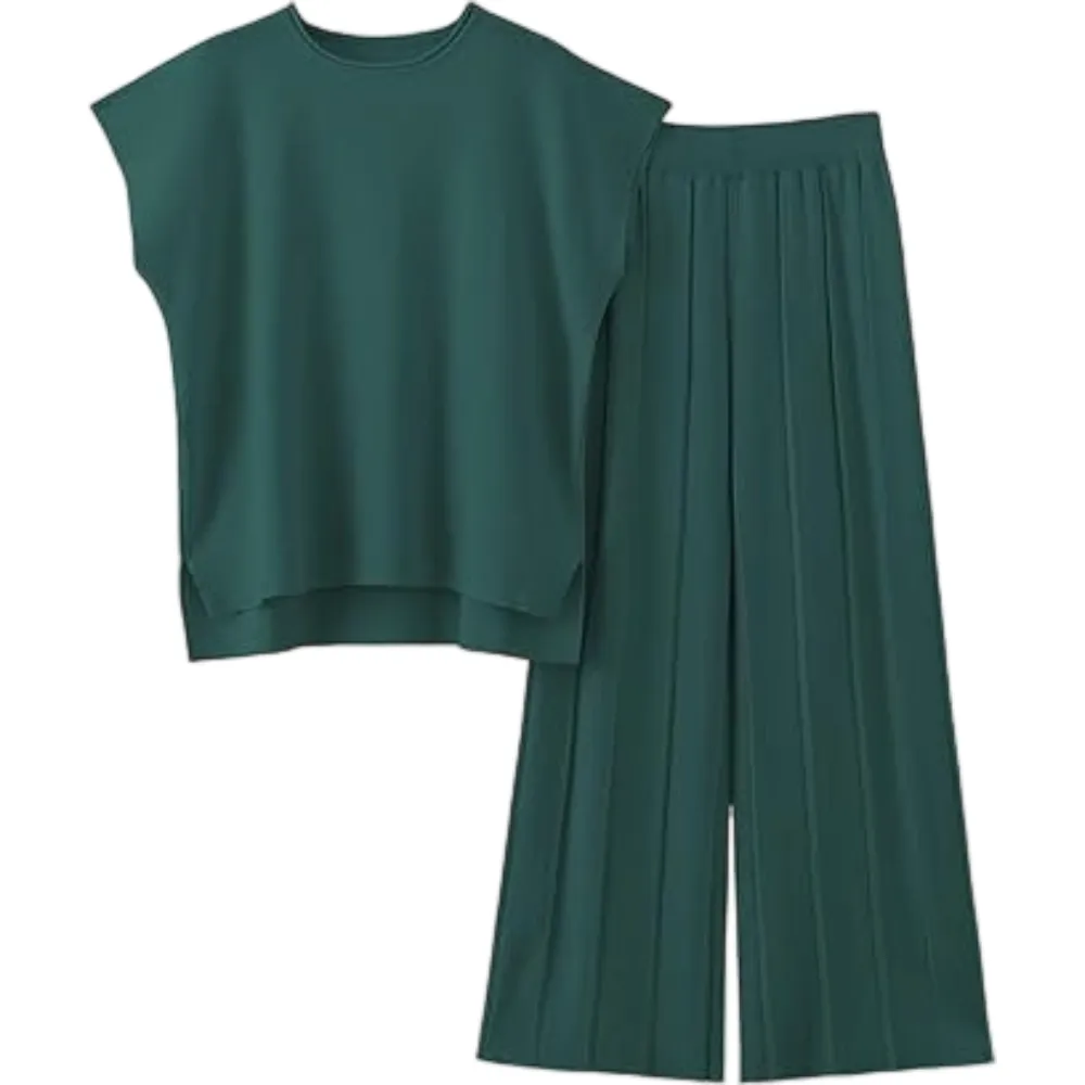 Women's Sweater Set 2 Piece Lounge Set Knit Pullover Tops Vest Pants Outfits
