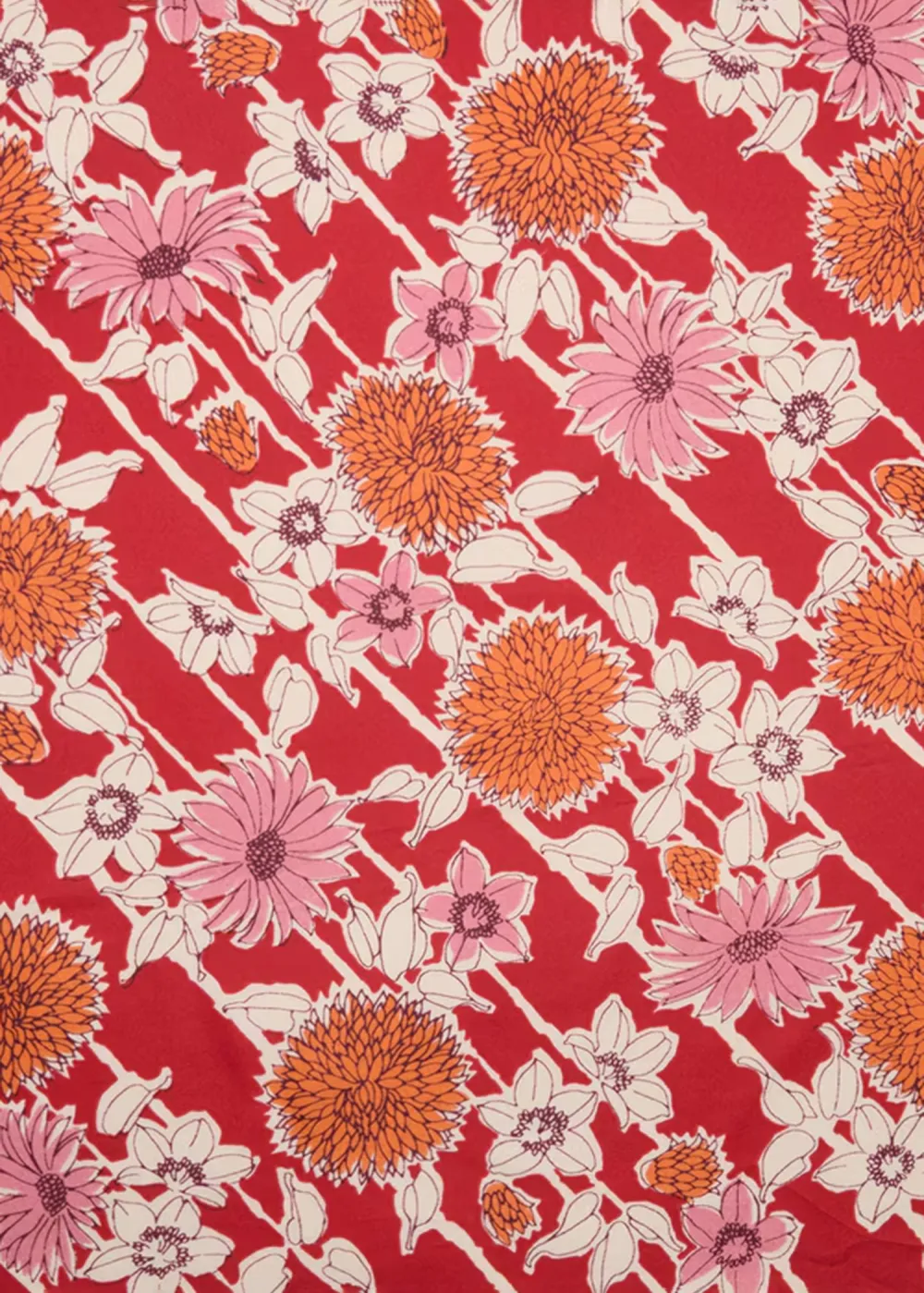 Casual Style Pink Floral Satin Scarf