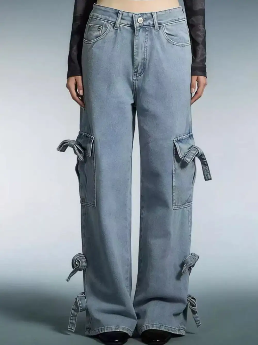 Raw Hem Tiered Denim Jeans