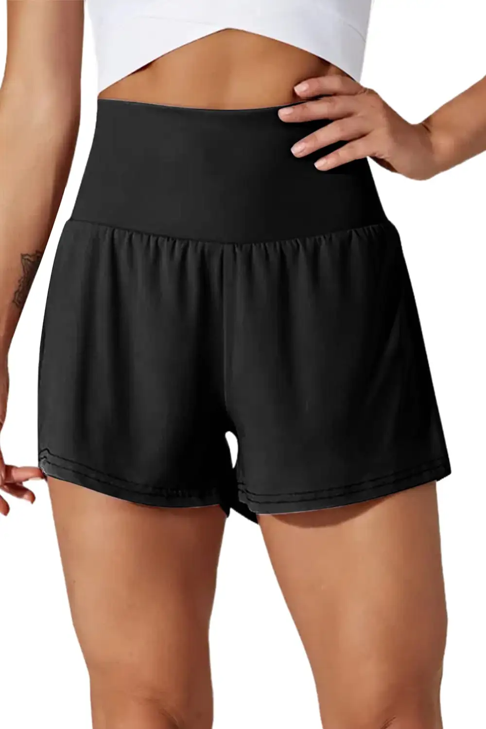 Pocketed Wide Waistband Swim Shorts