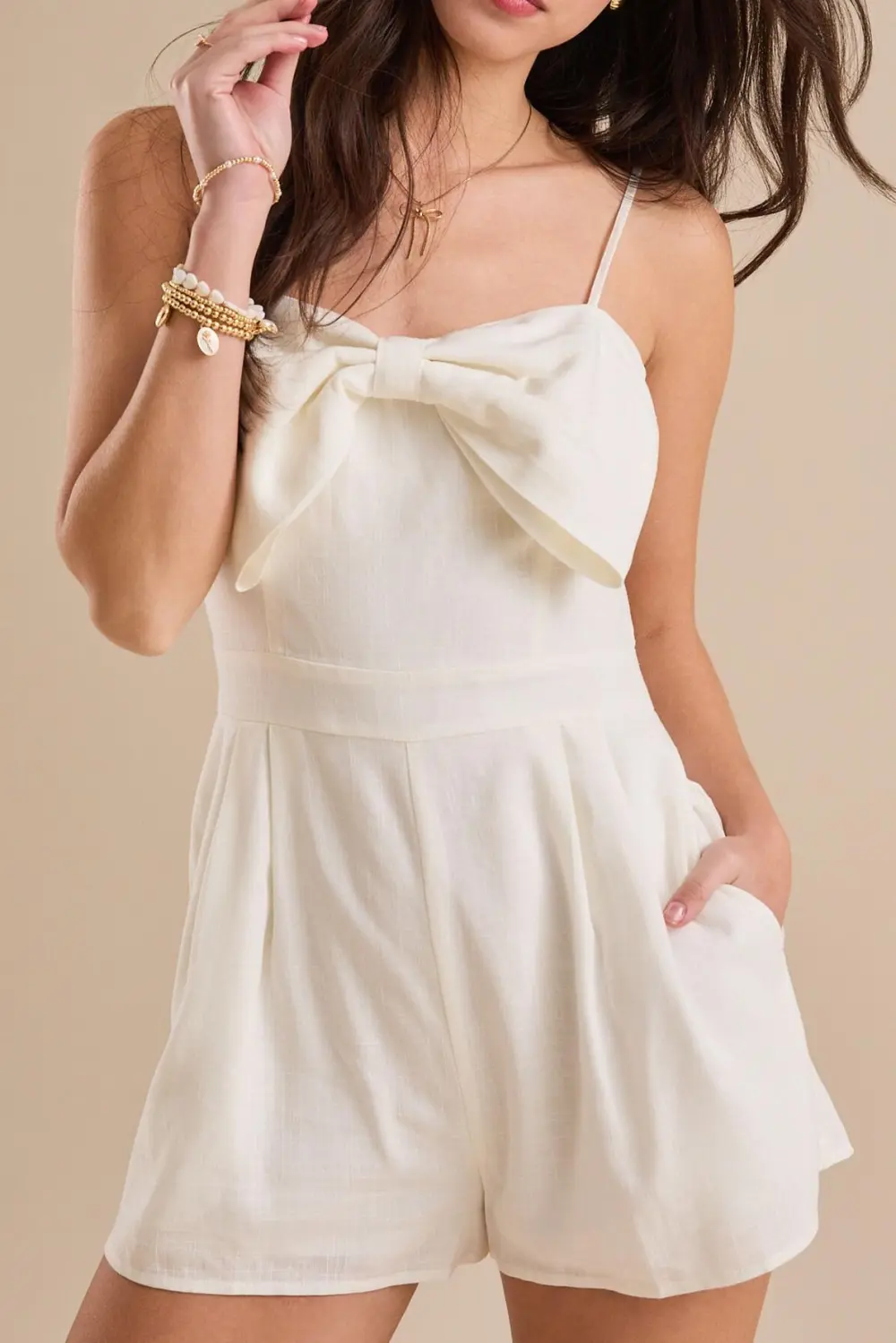 Casual Style Bow Romper