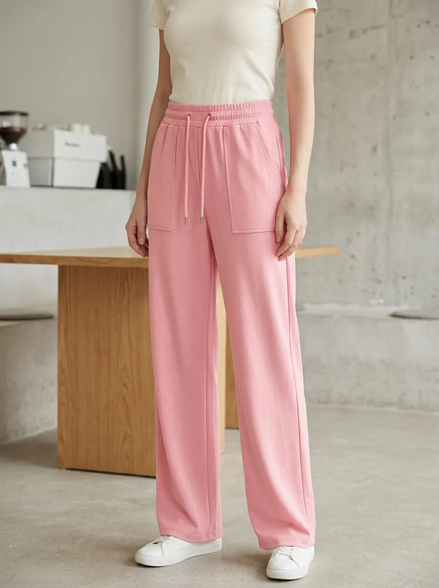 Women's Everyday Wide Leg Adjustable Drawstring Waist Pants