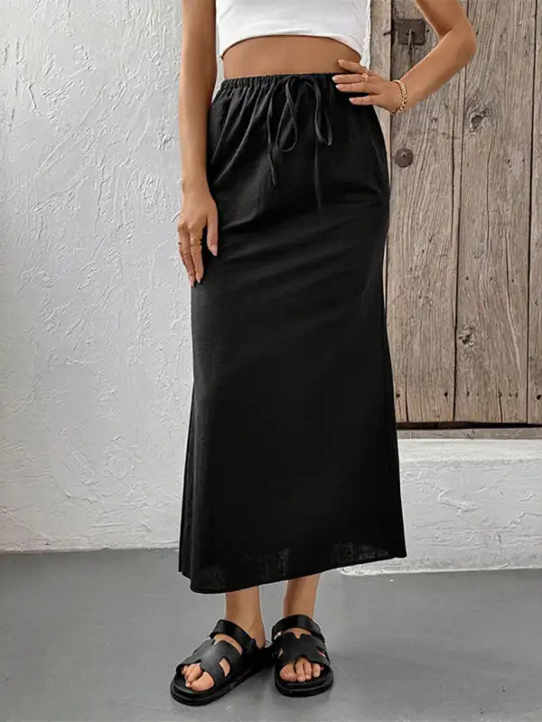 Cotton Blend Pocket Detail Skirt