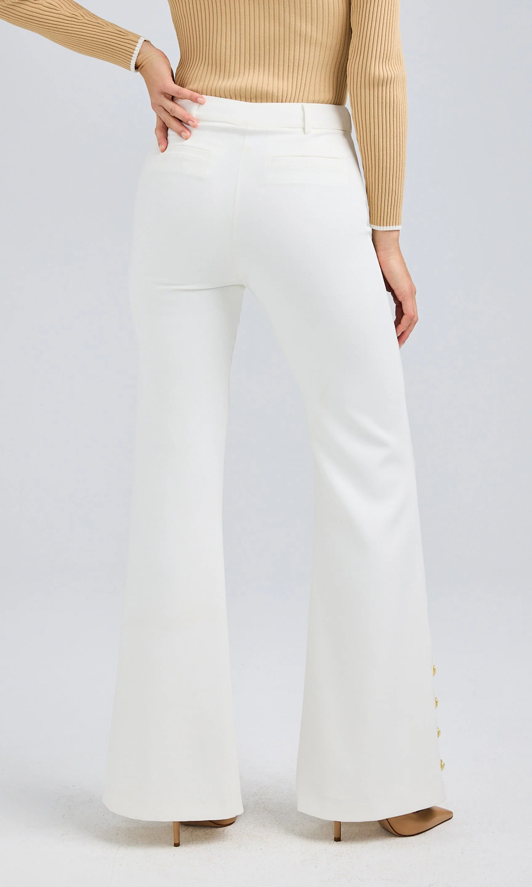 White Crepe Long Pants