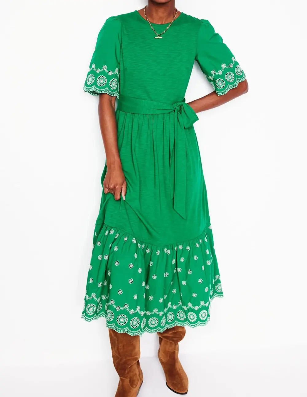 Broderie Mix maxi Dress
