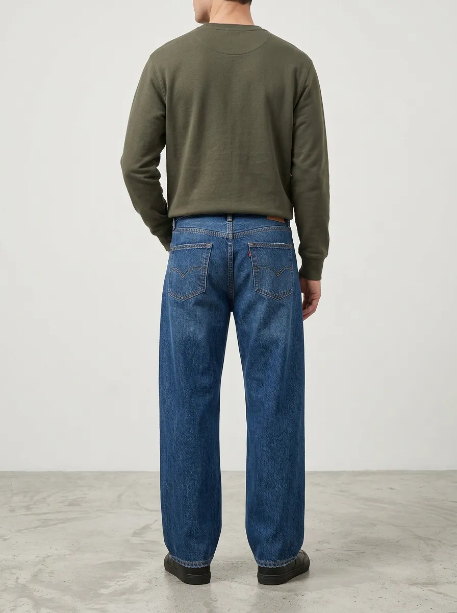 Wide Leg Patchwork Vintage-Inspired Men's Loose Fit Jeans