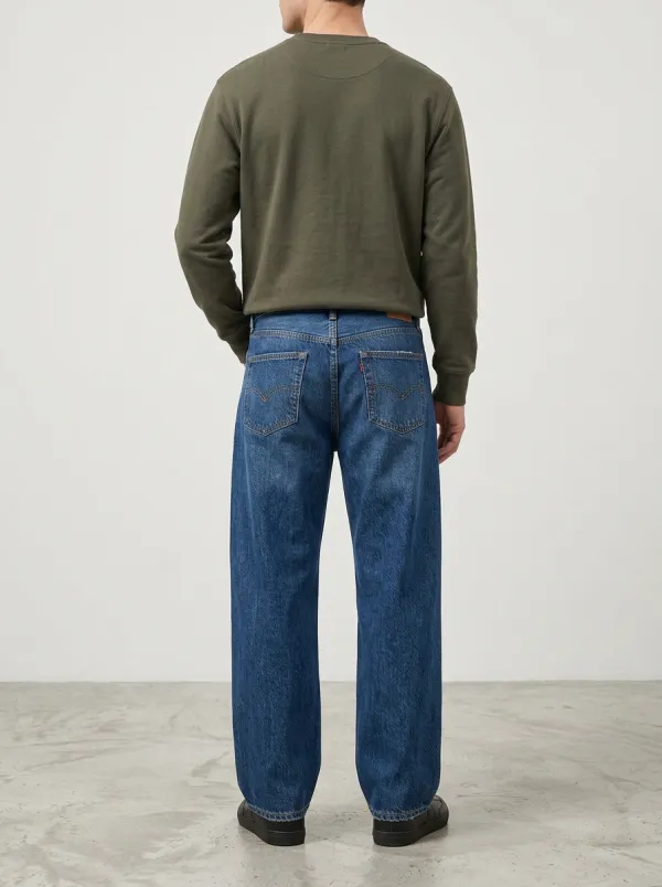 Wide Leg Patchwork Vintage-Inspired Men's Loose Fit Jeans