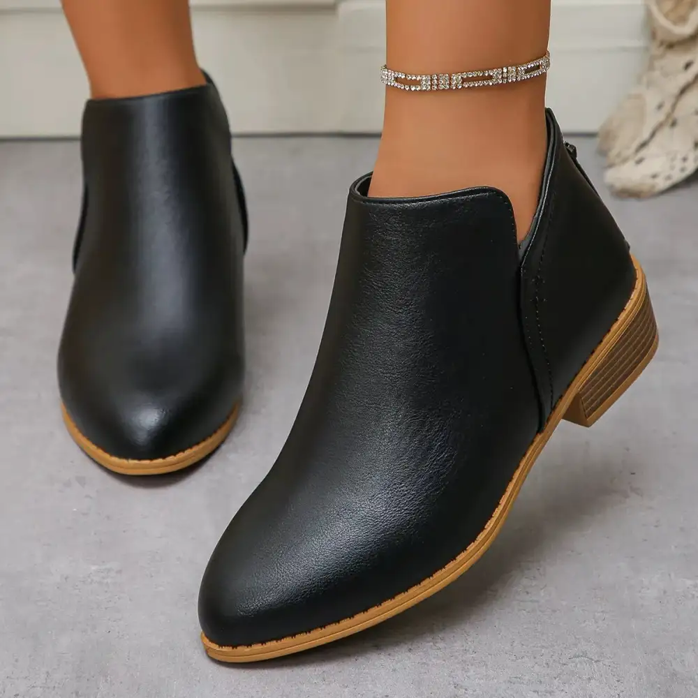 Point Toe Block Heels Boots