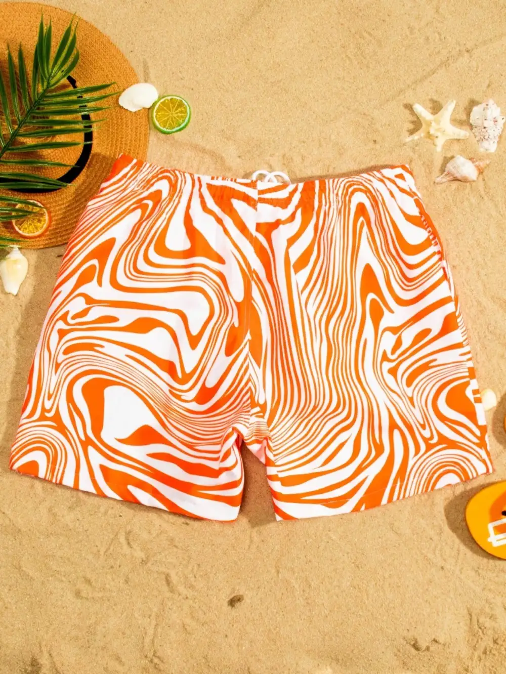 Men's Full Print Drawstring Swim Trunks