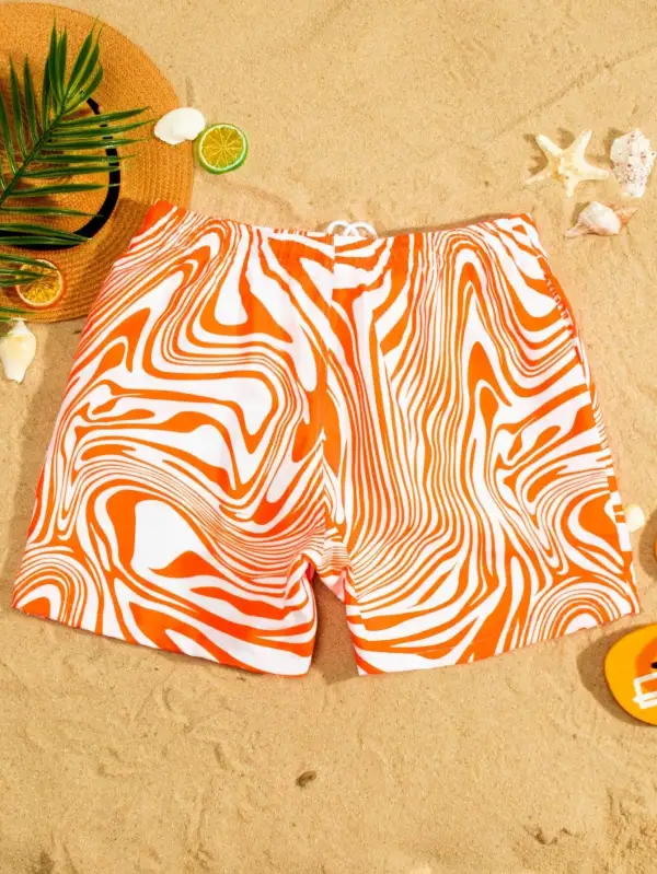 Men's Full Print Drawstring Swim Trunks