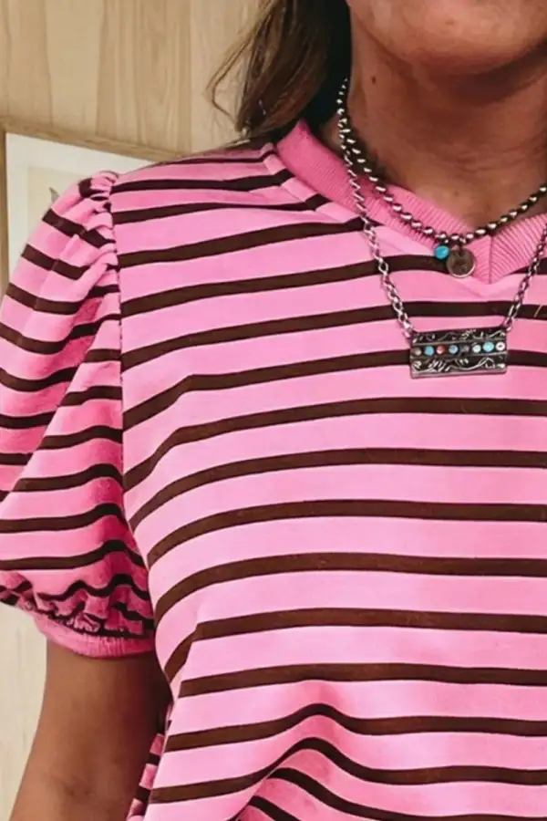 V-Neck Collared Ribbed Top