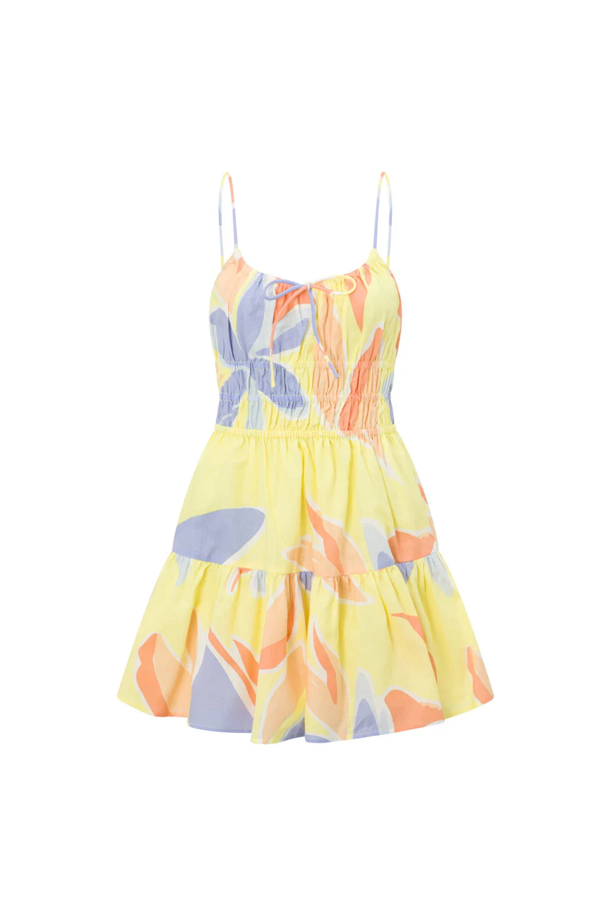 Color Blocked Ruffled Spaghetti Strap Mini Dress