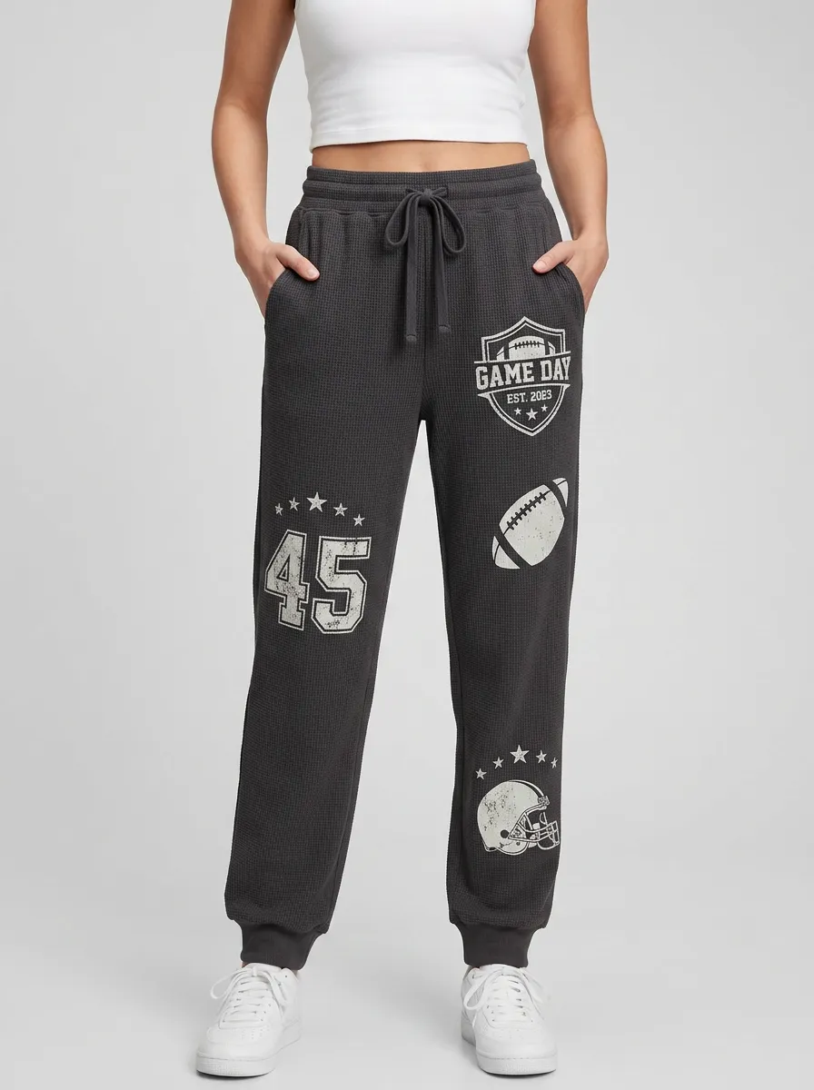 Women's Football Fan Game Day 45 Helmet Printed Joggers