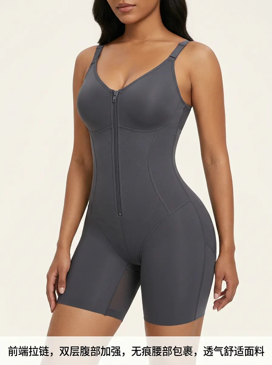 Modern Zip-Front Tummy-Control Women's Zip-Front Shaping Bodysuit