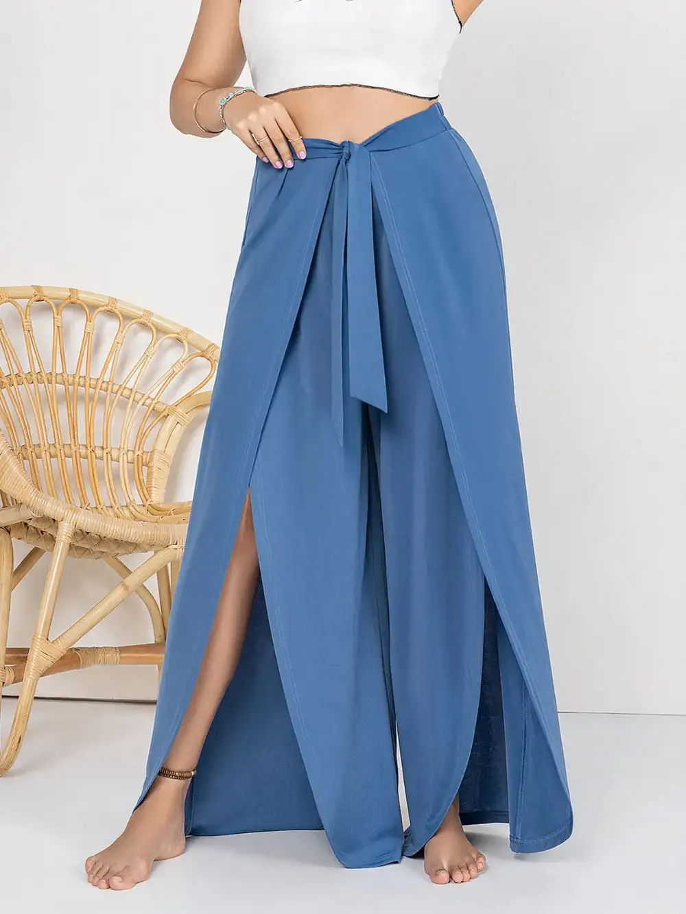 Tailored Tie Waist Tie Detail Pants